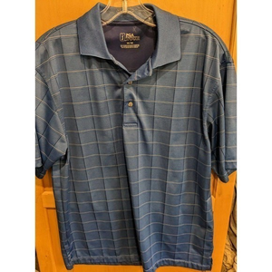 PGA Tour Men's‎ Blue Striped Short Sleeve Polo Golf Shirt Size medium Snazzy!